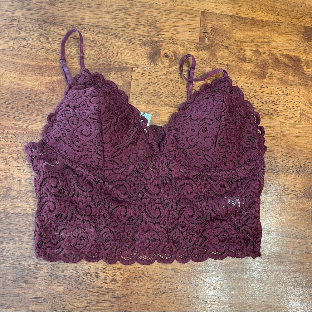 Wishlist Lace Bralette in Burgundy size medium
